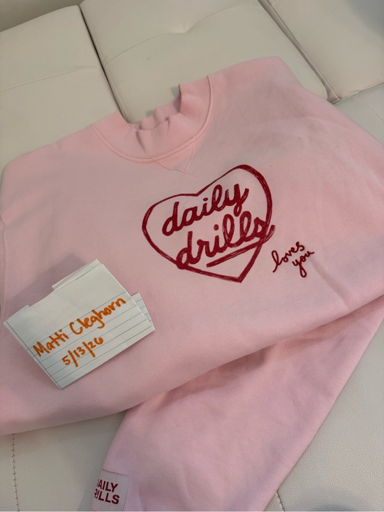 Daily Drills Sweaters - Daily Drills Pink Sweatshirt with Red Heart Logo